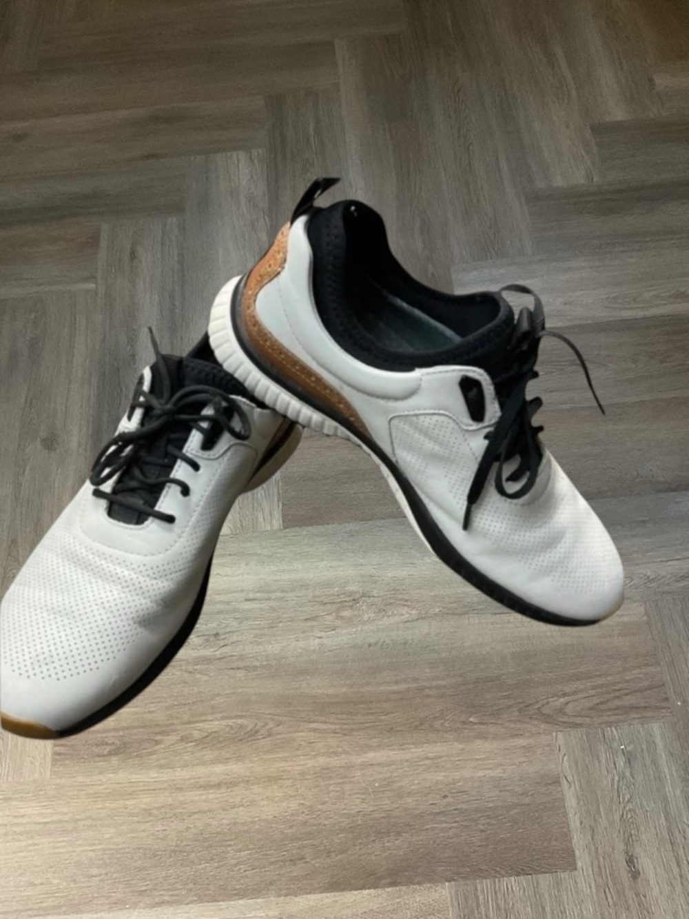 Johnston & Murphy XC4 H1-Luxe Hybrid‎ Waterproof Golf Shoes Mens 9 White Brown